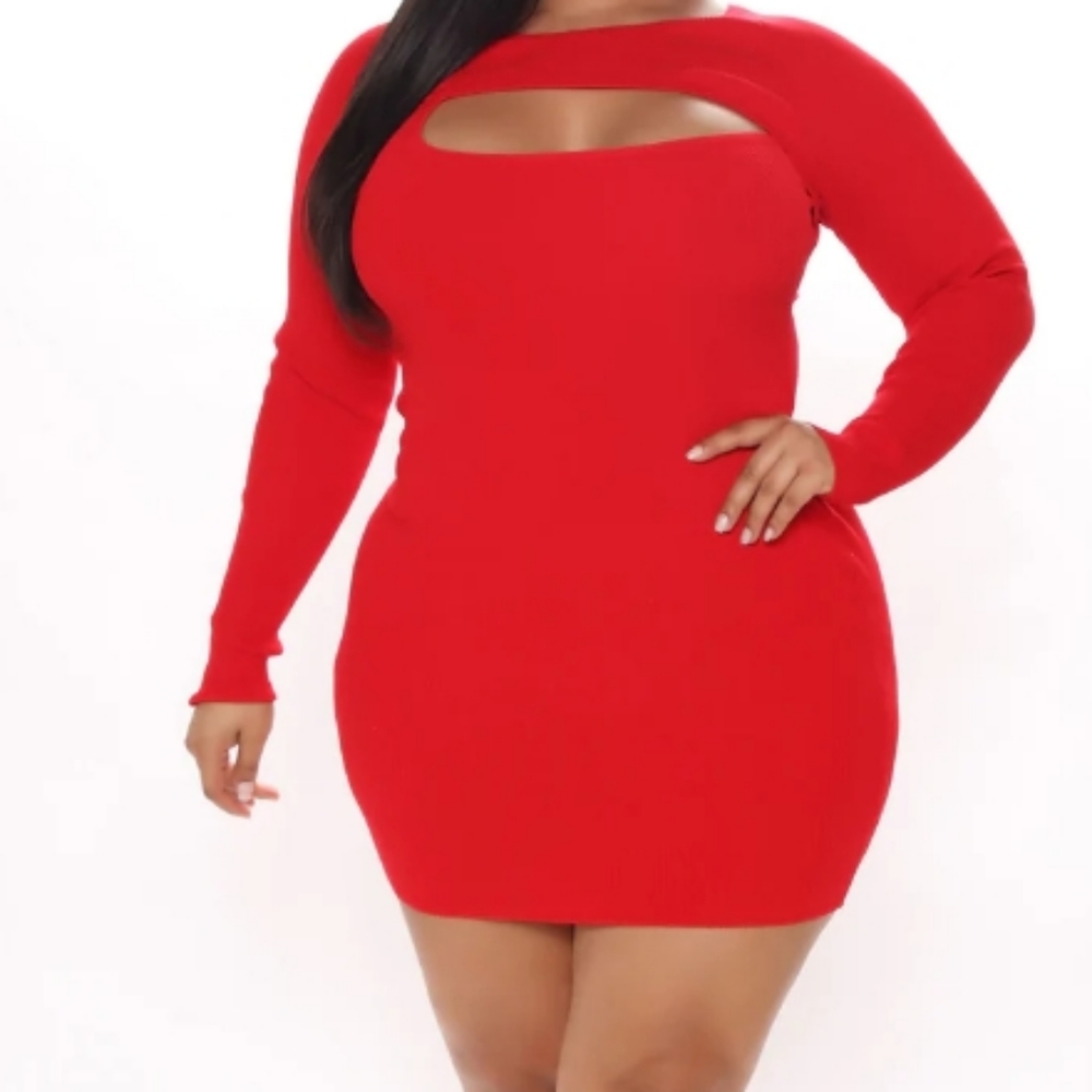 Red Ribbed Dress